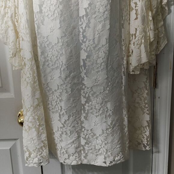 Fever ivory lace off the shoulder open bell sleeve dress wedding  Sz XL  NWOT - Picture 2 of 7